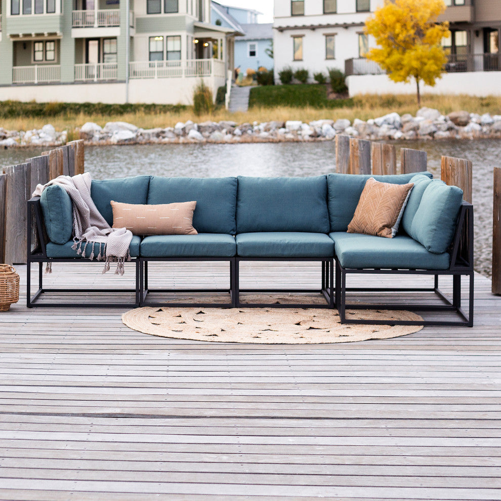 5-Piece Outdoor Cord Modular Sectional - Blue