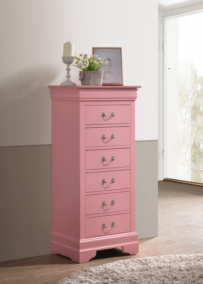 Louis Phillipe Pink 7 Drawer Chest of Drawers, 22, L. X 16, W. X 51, H.
