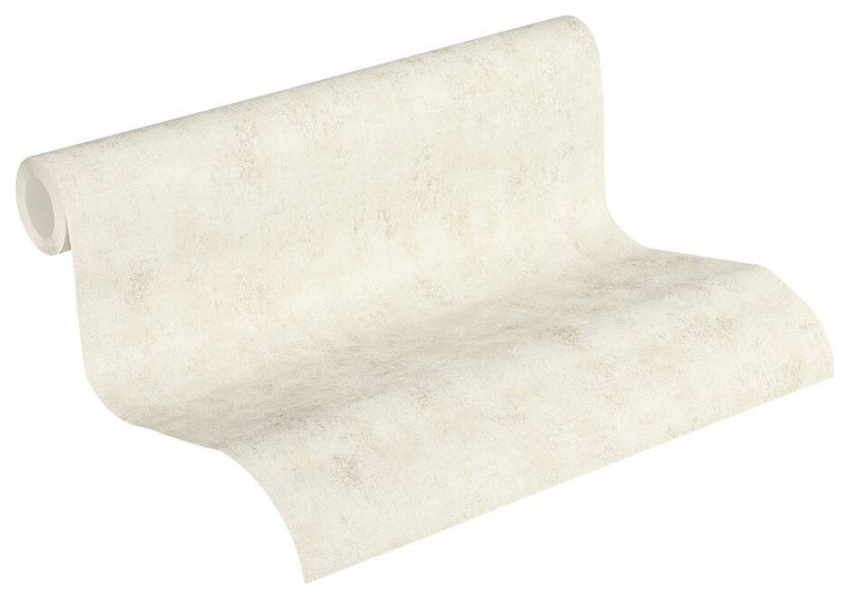 Plain Textured Wallpaper, Random Grainy Spots, Beige Cream Silver, 1 Roll
