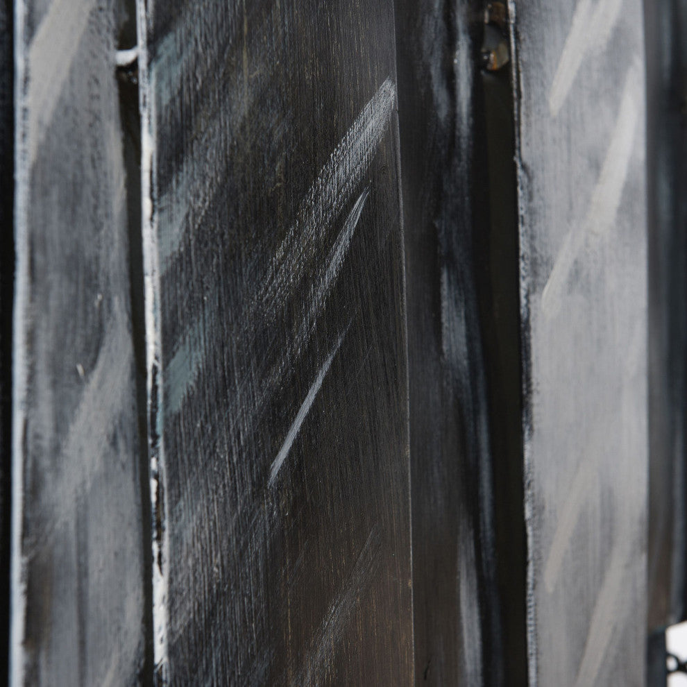 Midnight Aluminum Layered Metal Wall Decor, Silver Foil Accents Black, Grey