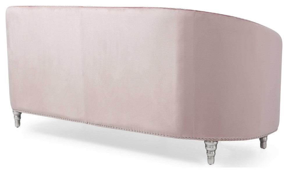 Dania 87 in. W Flared Arm Velvet Straight Sofa, Pink
