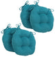 16" Solid Micro Suede Round Tufted Chair Cushions, Set of 4, Aqua Blue