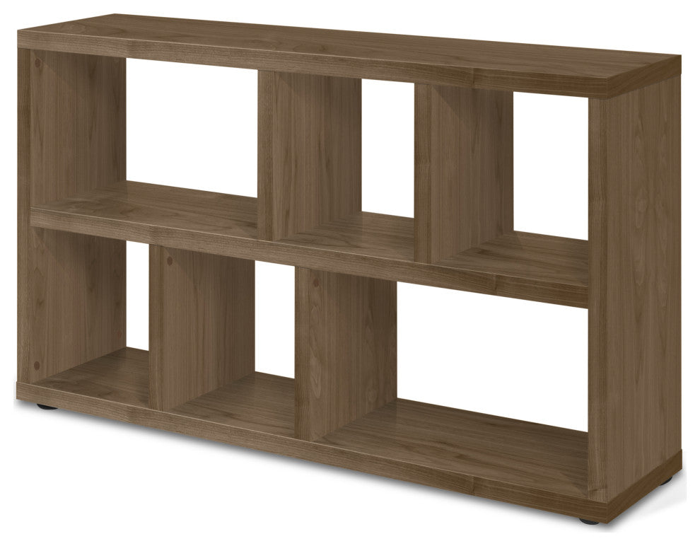 Modern Low Bookcase Open Console, Walnut