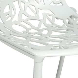 LeisureMod Devon Modern Outdoor Stackable Aluminum Dining Chair, Set of 2, White