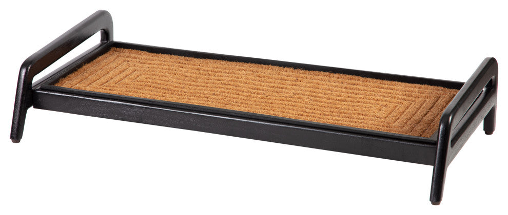 Single-Tier Black Stand With 3-Pair Rubber Boot Tray Rectangle Ripple