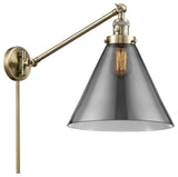 X-Large Cone 1-Light Swing Arm, Antique Brass, Plated Smoke