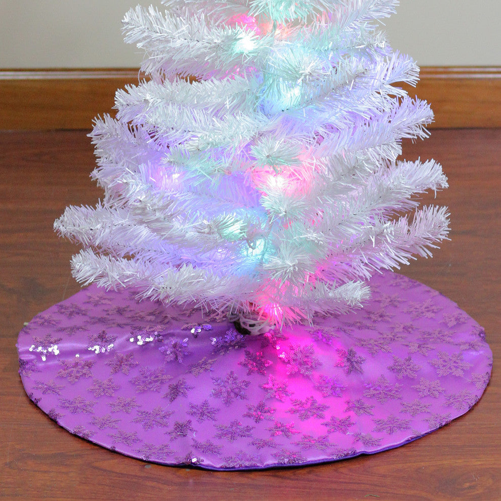 20" Decorative Purple Sequin Snowflake Pattern Mini Christmas Tree Skirt