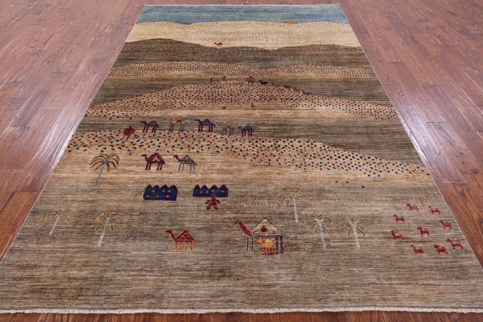 6' 6" X 9' 8" Tribal Persian Gabbeh Handmade Wool Rug Q8020