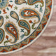 7??Round Orange and White Paisley Area Rug