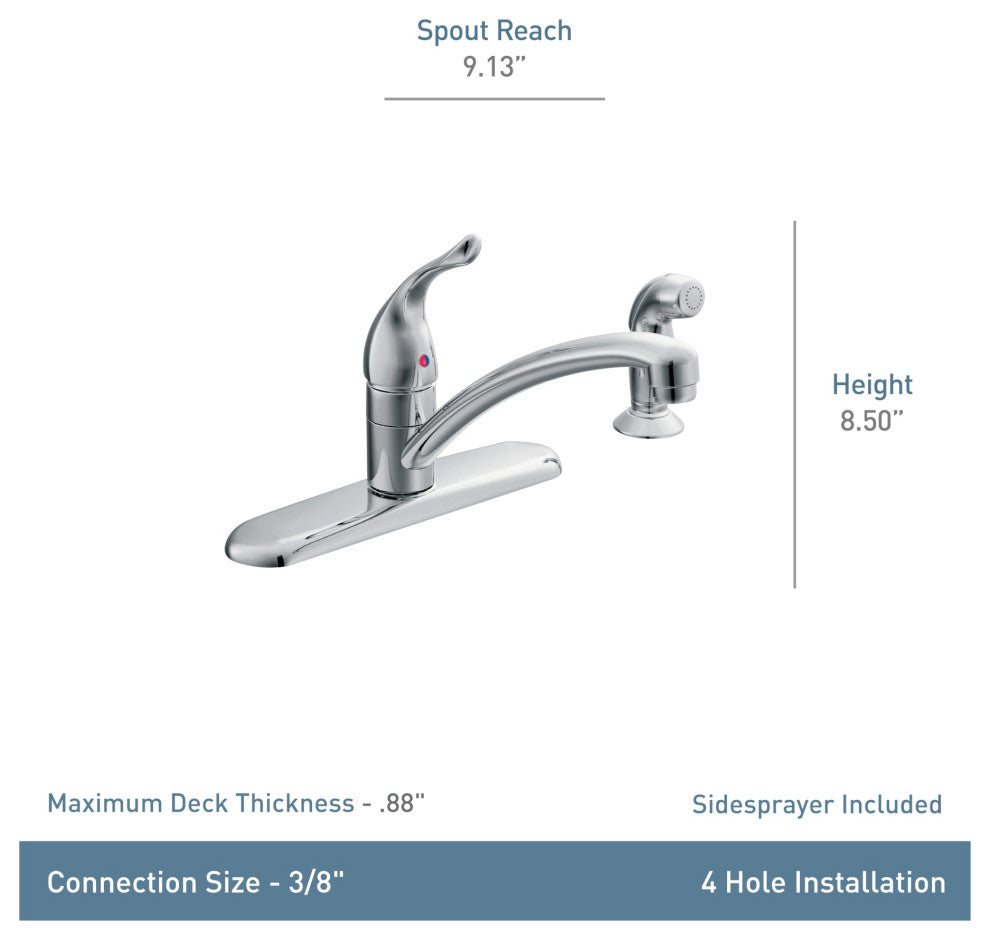 Moen 7430 Chateau Single Handle Kitchen Faucet With Side Spray