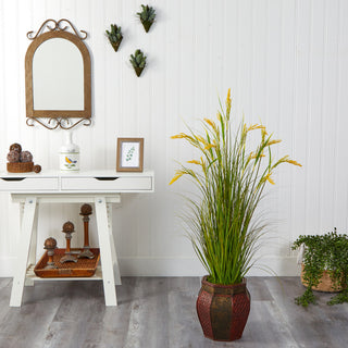 Nearly Natural 53" Wheat Grain Artificial Plant, Decorative Planter