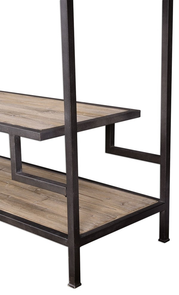 Extra Large Staggered Shelf Etagere, Book Shelves Open Industrial Wood Metal