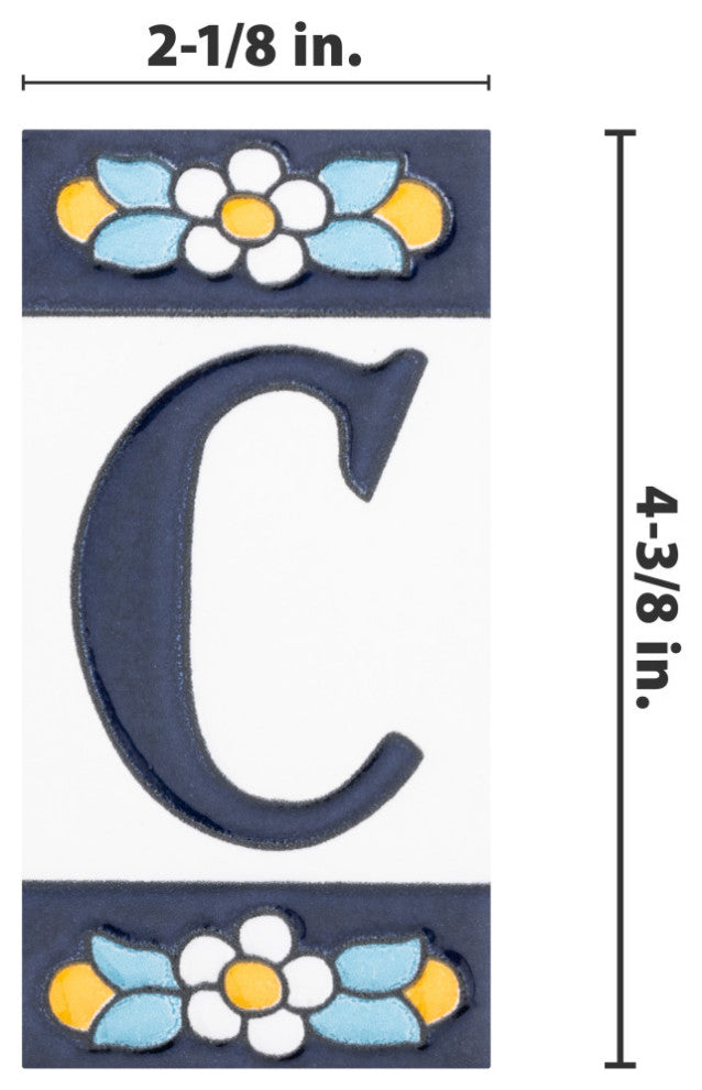 Sevillano Flora Letters 2-1/8 in. x 4-3/8 in. Ceramic Wall Tile, C