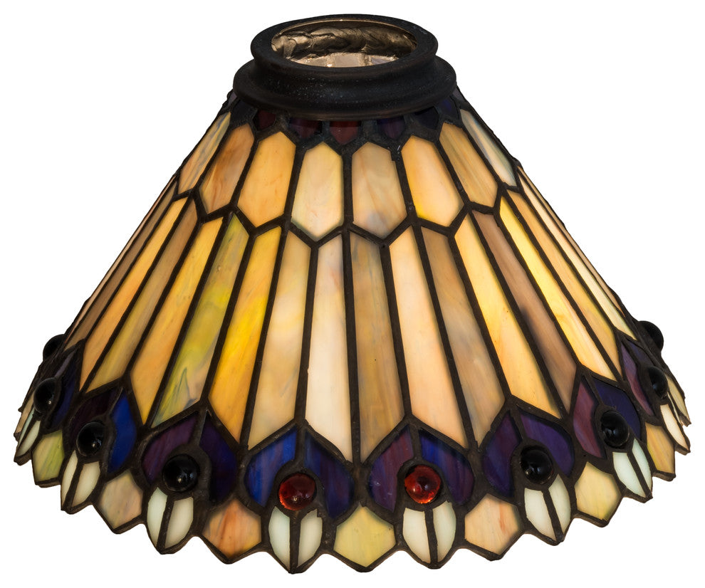 Meyda Lighting 21624 8" Wide Tiffany Jeweled Peacock Shade