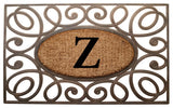 A1HC Rubber & Coir Elegant Circles Princess Doormat, Monogrammed, Z