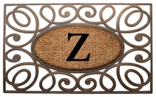 A1HC Rubber & Coir Elegant Circles Princess Doormat, Monogrammed, Z