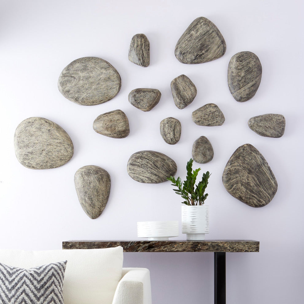 Clover Coffee Table, Chamcha Wood, Gray Stone