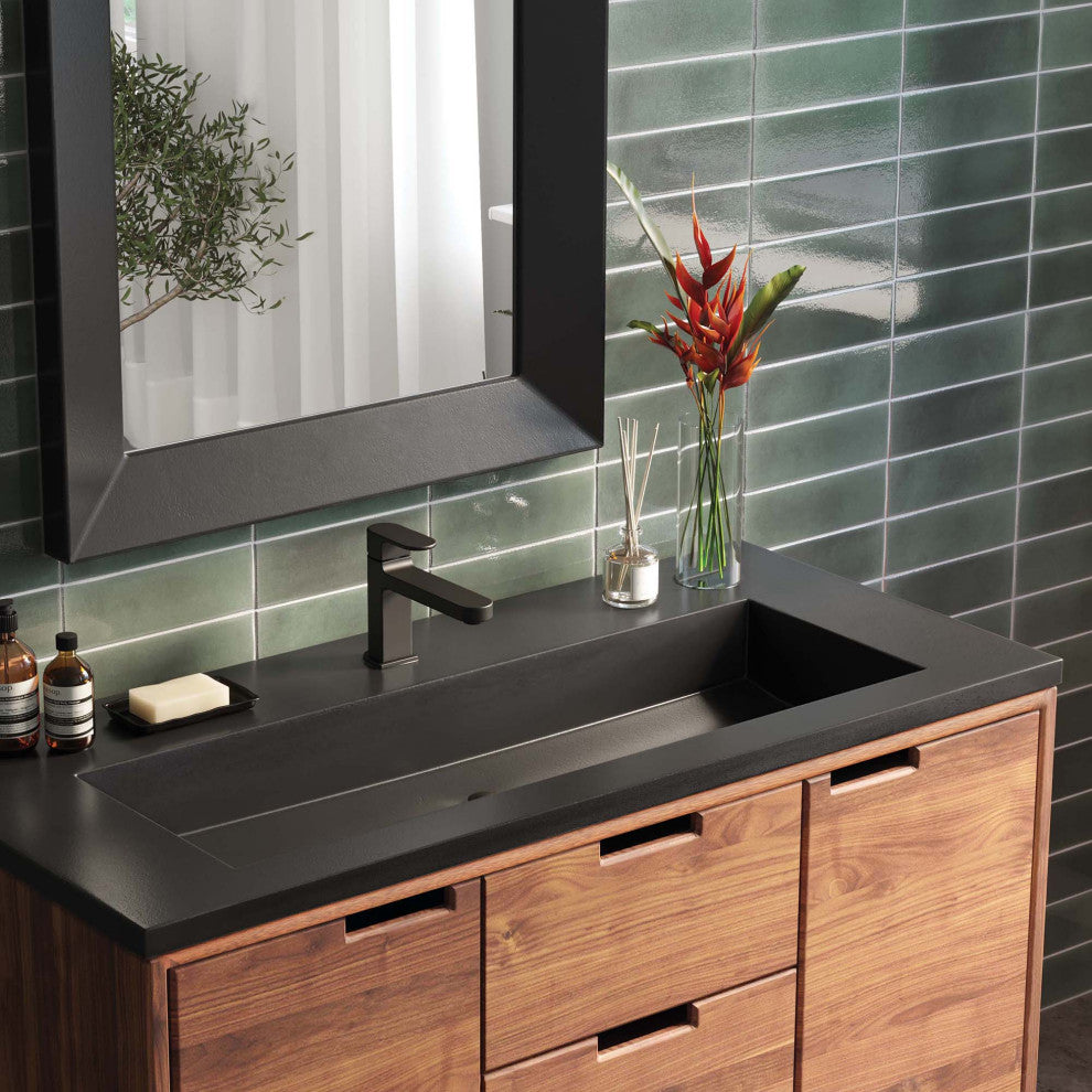 48" Capistrano Vanity Top with Integral Sink, Charcoal, Single Faucet Hole