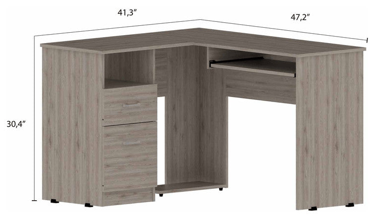 Thorpe Light Gray L Shaped Computer Desk