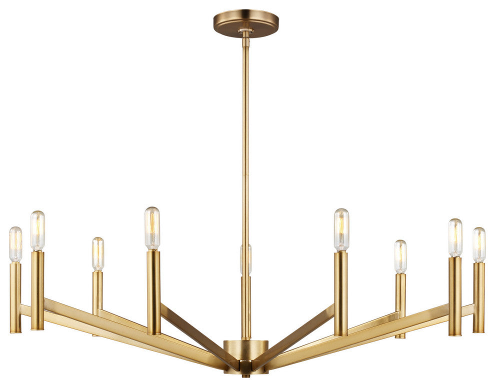 Vector 9-Light Chandelier, Satin Brass