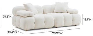 Calliope Cream Vegan Shearling Modular Loveseat Cream