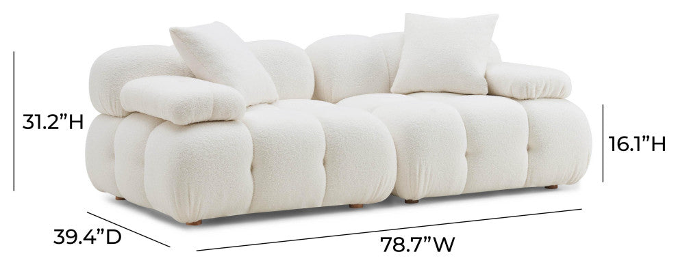 Calliope Cream Vegan Shearling Modular Loveseat Cream
