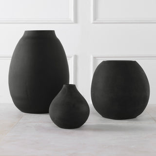 Hearth Matte Black Vases, Set/3"