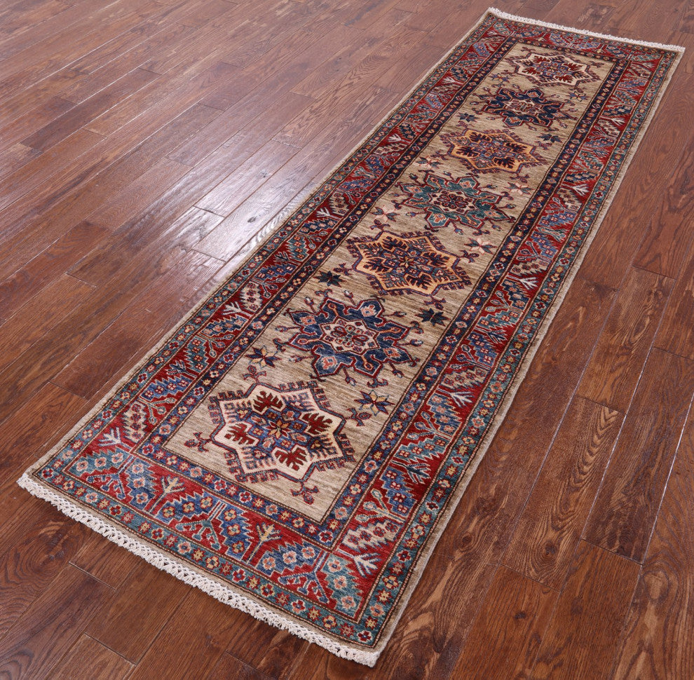 2' 9" X 8' 10" Runner Hand Knotted Super Kazak Wool Rug - Q12838