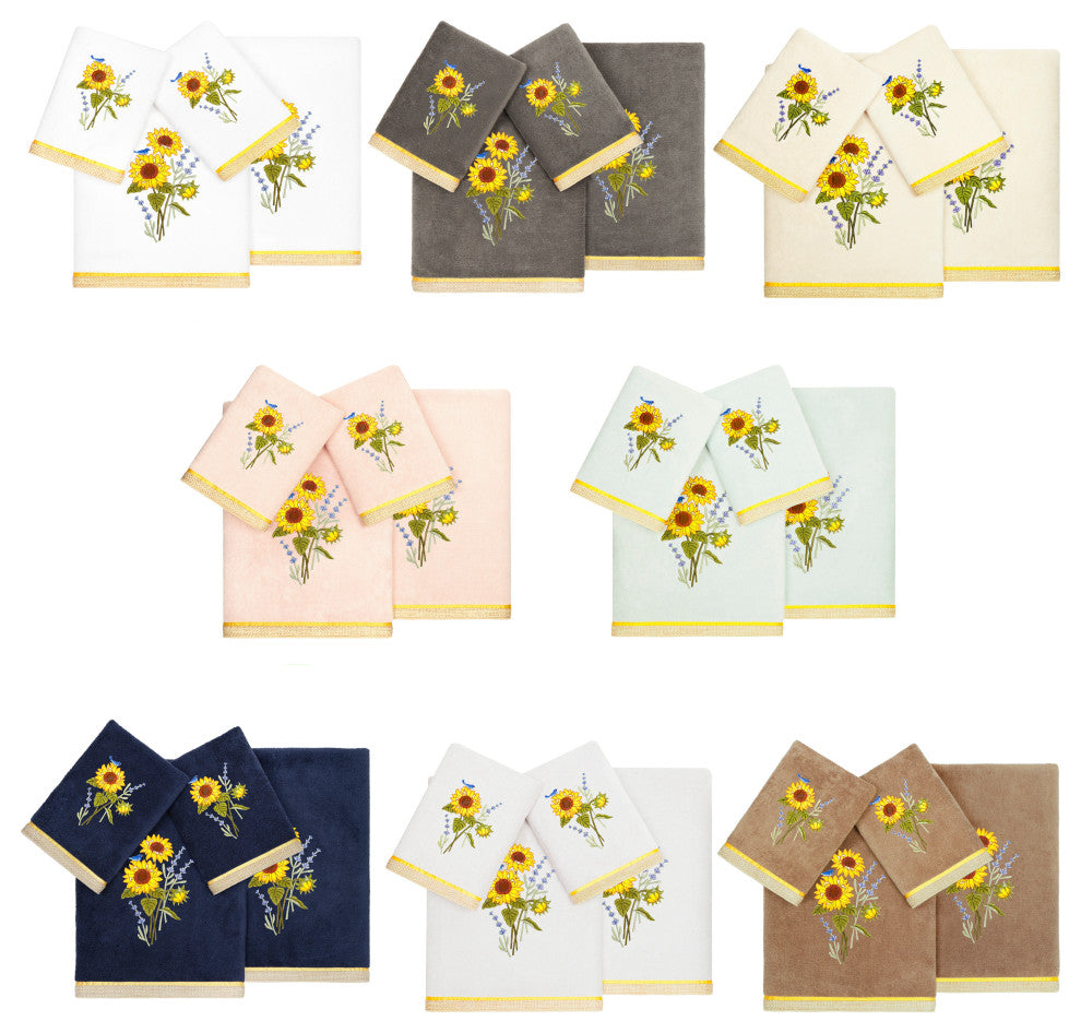 Linum Home Textiles 100% Turkish Cotton GIRASOL 4PC Embellished Towel Set