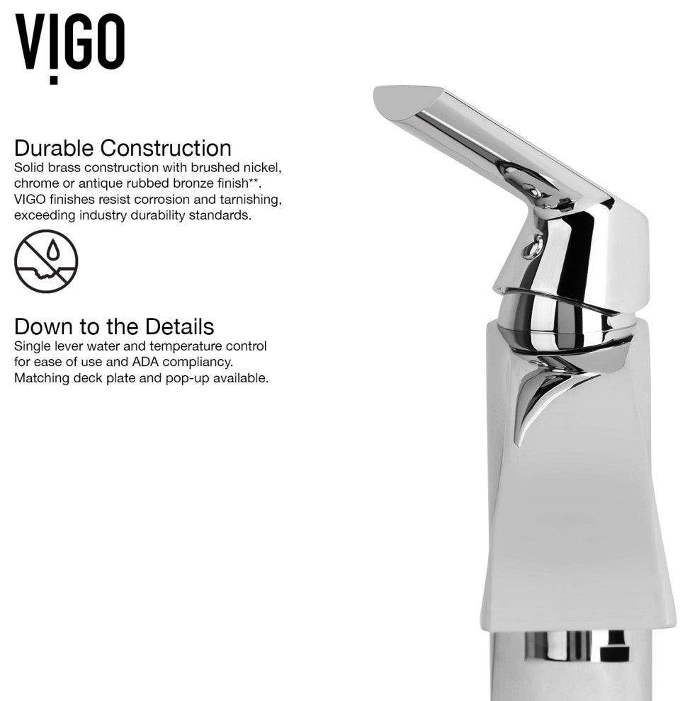 VIGO Linus 12" H Single Handle Single Hole Bathroom Vessel Faucet, Chrome