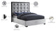 Taj White Velvet Bed With Matte Black Steel Frame and Legs, Queen