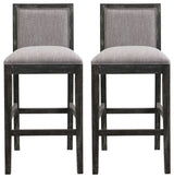 GDF Studio Retro Upholstered Barstools, Rubberwood Frame, Set of 2, Black/Gray
