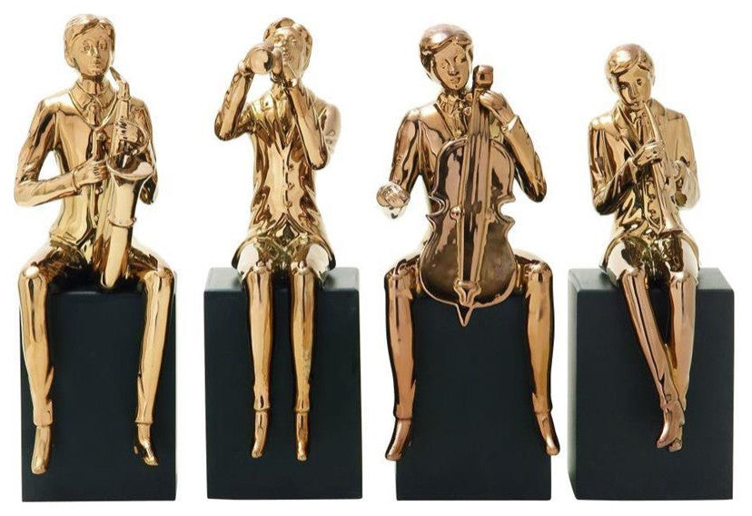 Copper Modern Musician Sculpture Set of 4