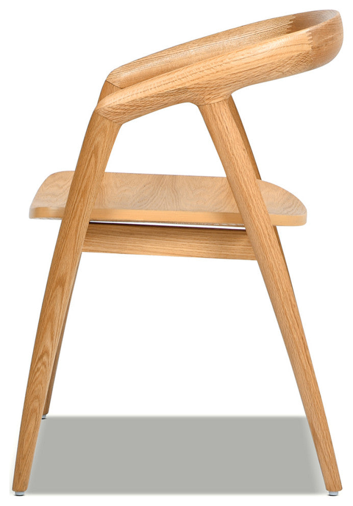 Simeon 21" Scandinavian Sculpted Oak Wood Dining Chair, Warm Natural Brown