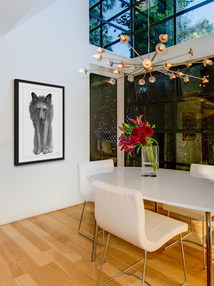 "The Grey Wolf" Framed Painting Print, 12"x18"