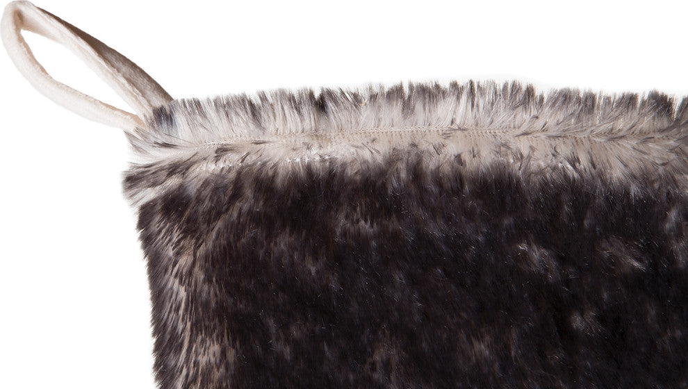Faux Fur Christmas Stocking, Dark Grey-Tipped Fox