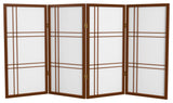 3' Tall Double Cross Shoji Screen, Walnut, 4 Panels