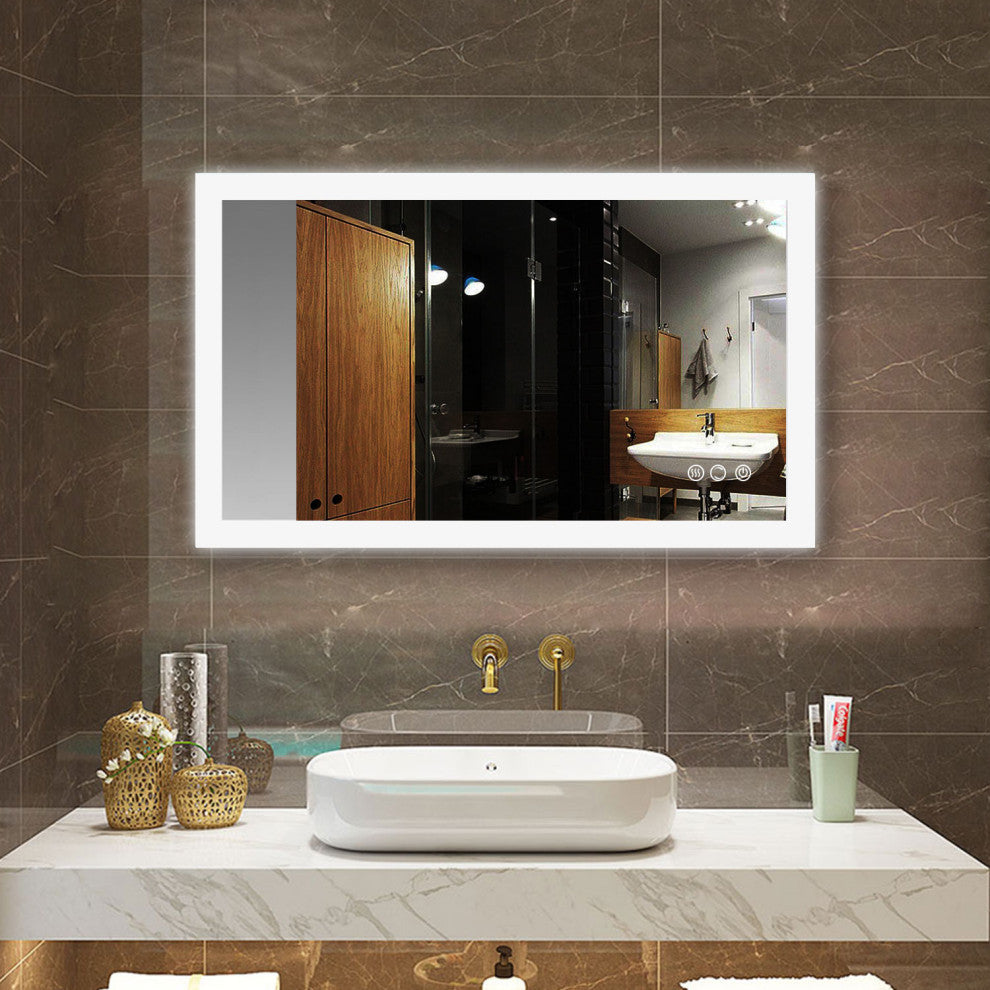 40x24 In. Smart Touch Backlit Dimmable Multi-Color Anti-Fog LED Vanity Mirror