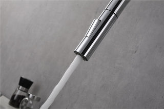 Fine Fixtures Pull Down Single Handle Kitchen Faucet, Satin Brass/Polished Chrom