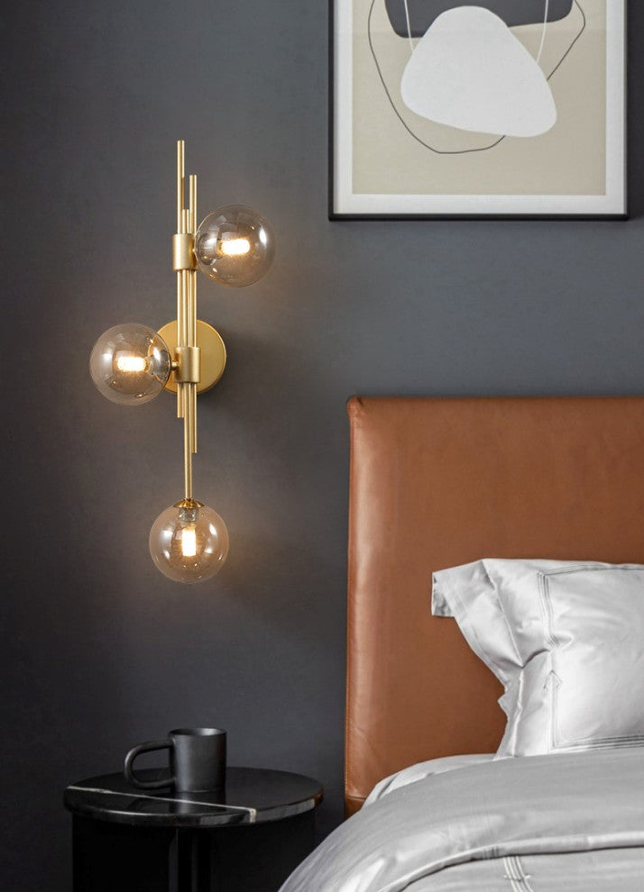 Mieres | Luxury Minimalist Glass LED Wall Lamp, Gray, Left
