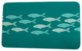 Beach Vacation Fish Line Coastal Print Bath Mat, Teal, 21"x34"