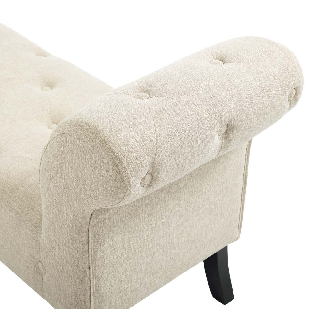 Modern Designer Living Room Lounge Club Lobby Accent Chair Bench, Fabric, Beige