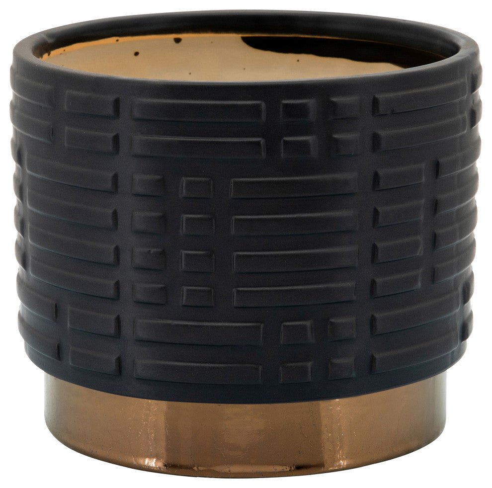 2-Piece Set Maze Metallic Planters, Black