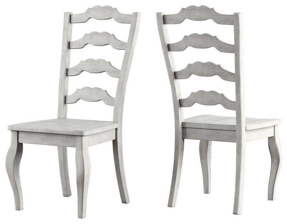 Arbor Hill French Ladder Back Wood Dining Chair, Set of 2, Antique White