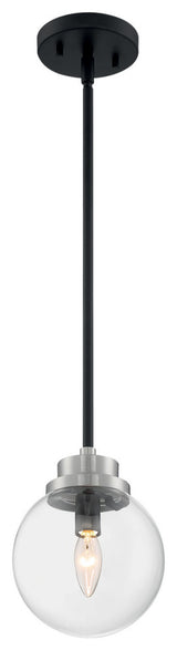 Axis One Light Pendant, Matte Black / Brushed Nickel Accents