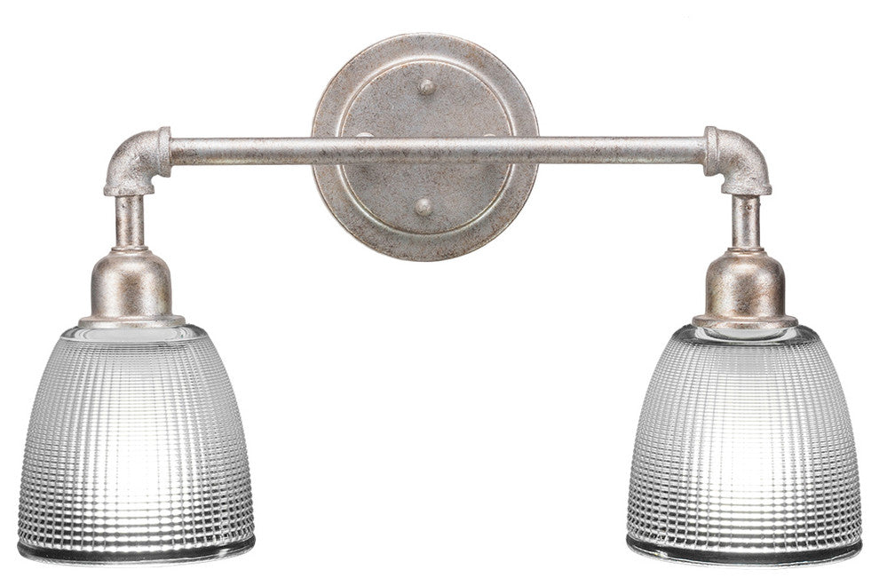 Vintage 2 Light Bath Bar, 8" Clear Glass