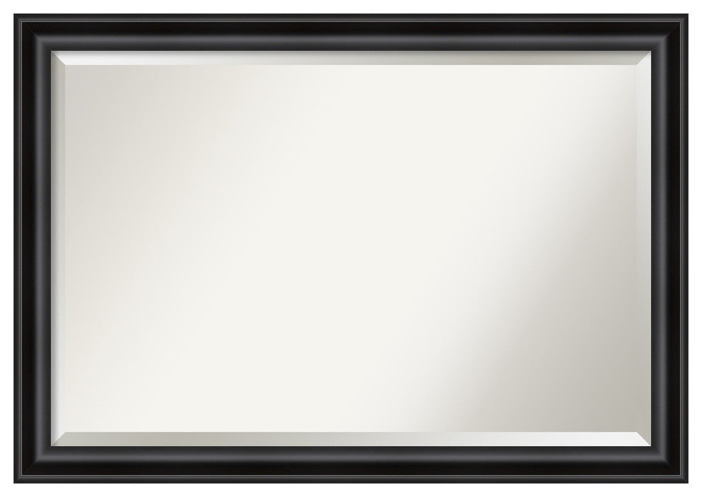 Grand Black Narrow Beveled Bathroom Wall Mirror - 40 x 28 in.