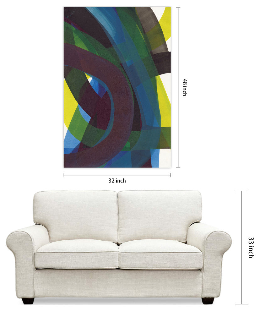 "Pigment Play II" Frameless Free Floating Tempered Glass Panel Graphic Wall Art