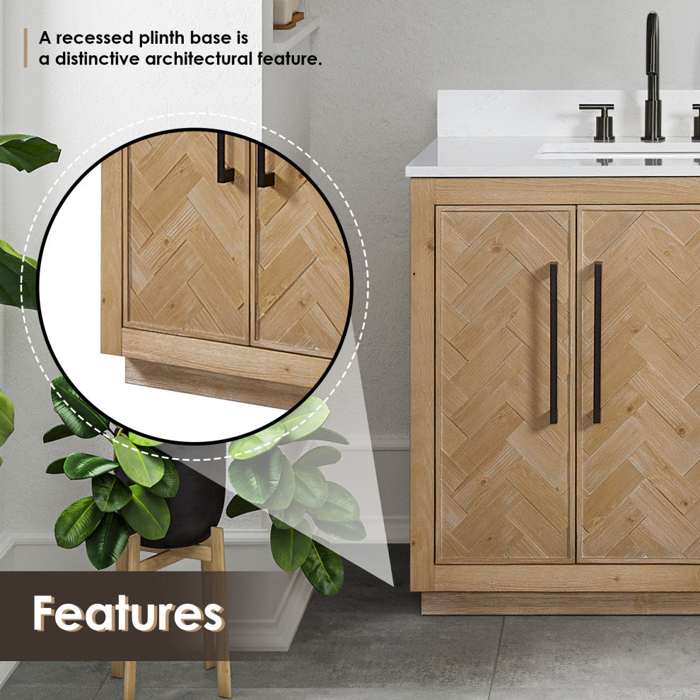 Bellavia Bath Vanity, Weathered Fir, 36", No Mirror