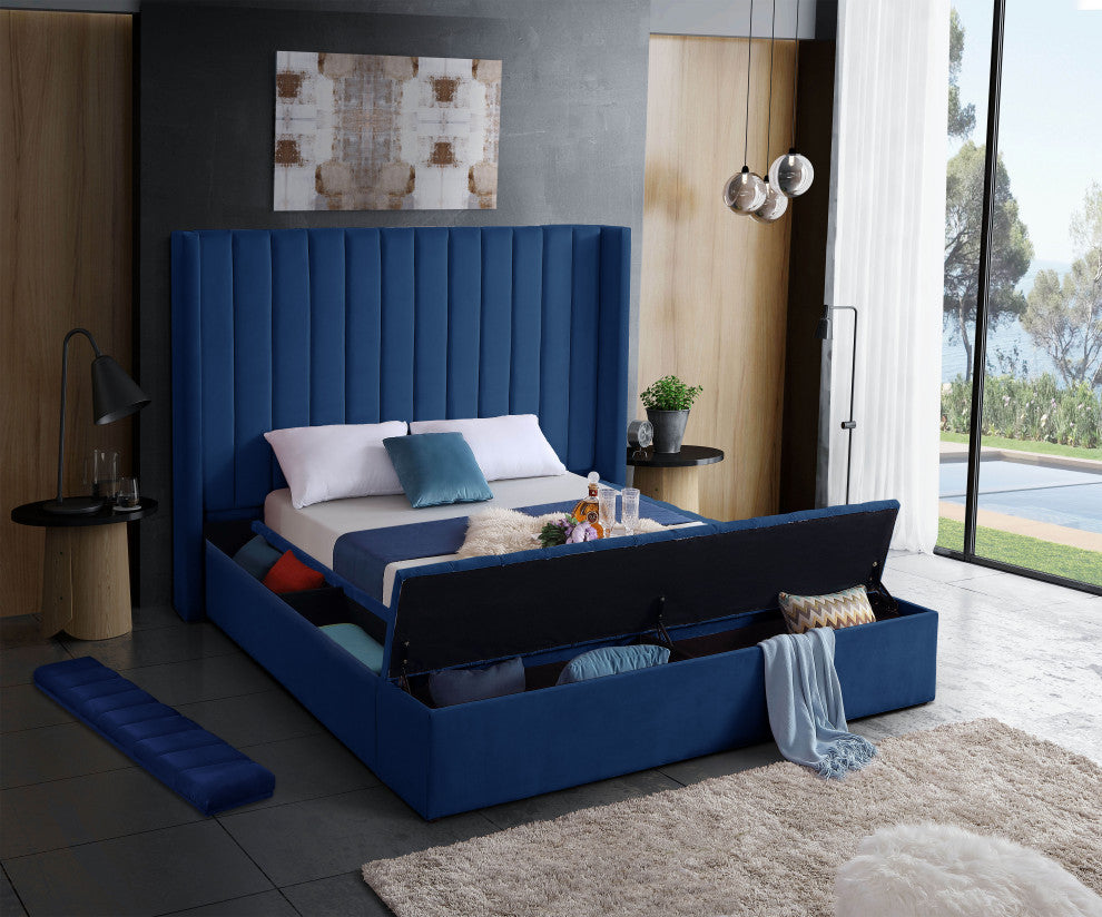 Kiki Velvet Bed, Navy, King